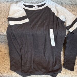 SO Charcoal and Cream Knit Top